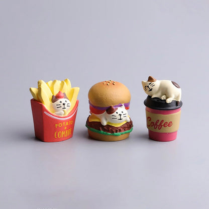 Cute cat burger and fries model toy