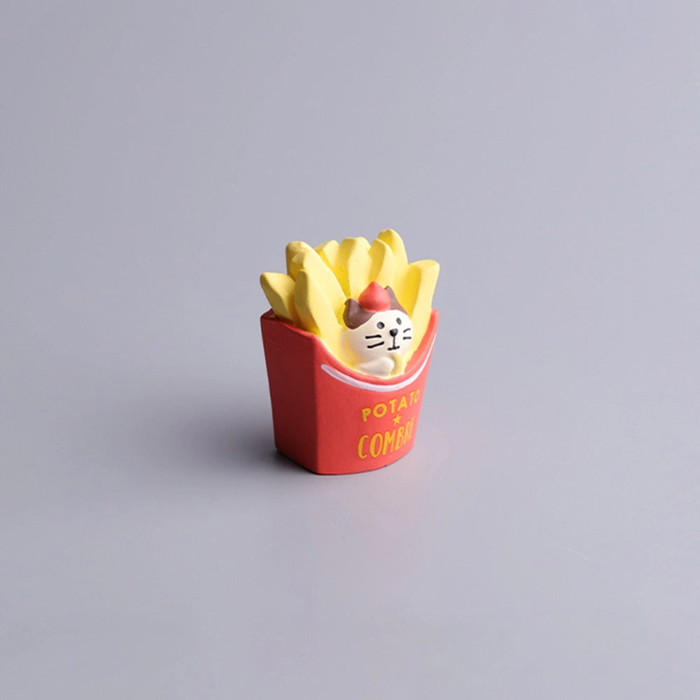 Cute cat burger and fries model toy