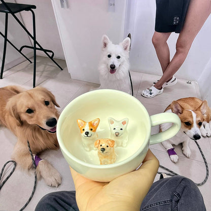 Tasse en céramique faite à la main avec figurine d'animal de compagnie