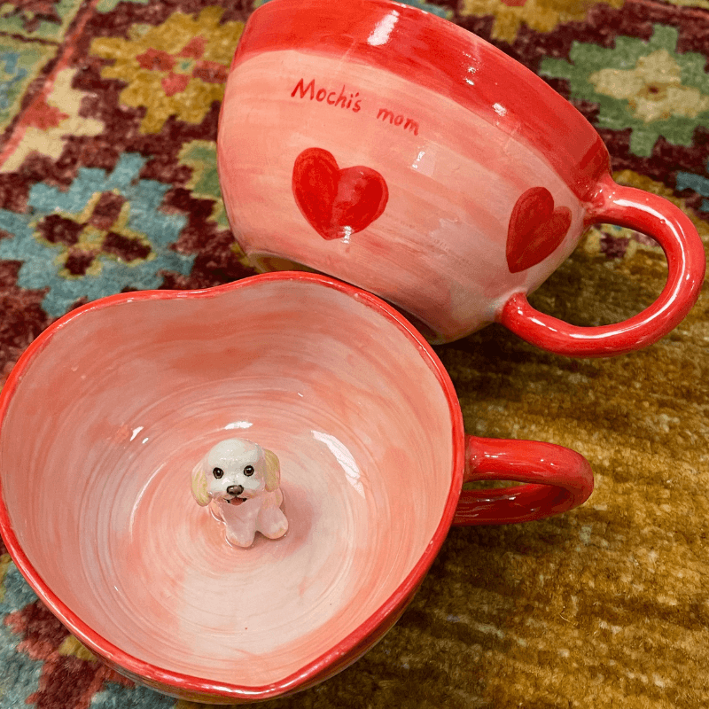 Handmade Custom Pet's Figure Ceramic Heart Mug