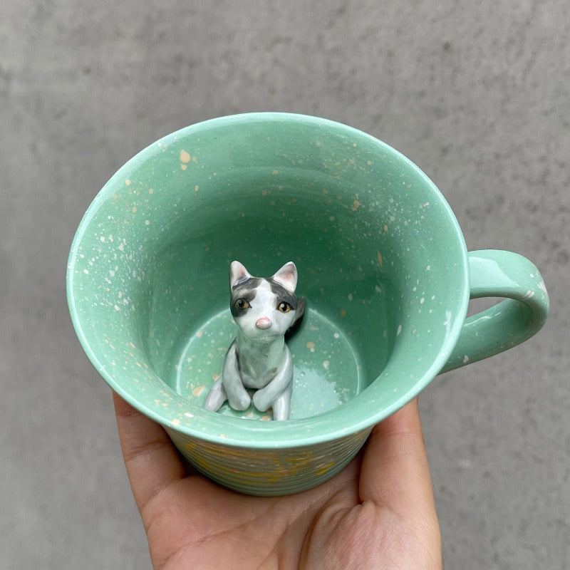 Handmade Custom Pet's Figure Ceramic Mug-For Cat