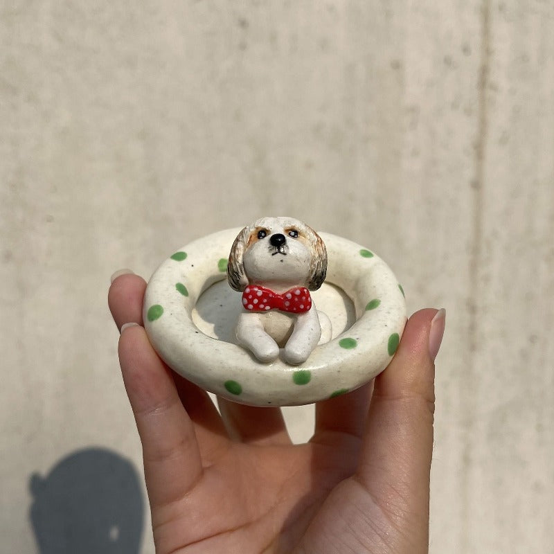 Ceramic Handmade Pet Figurine Jewel Holder Tray