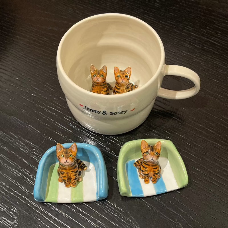 Ceramic Handmade Pet Figurine Jewel Holder Tray